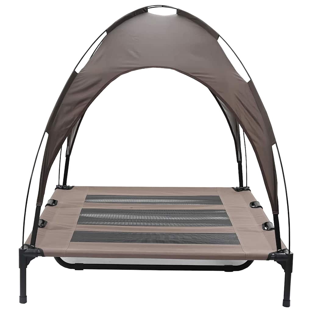 vidaXL Υψωμένο Κρεβάτι Σκύλου με Αφαιρούμενη Στέγη Καφέ XL Ατσάλι