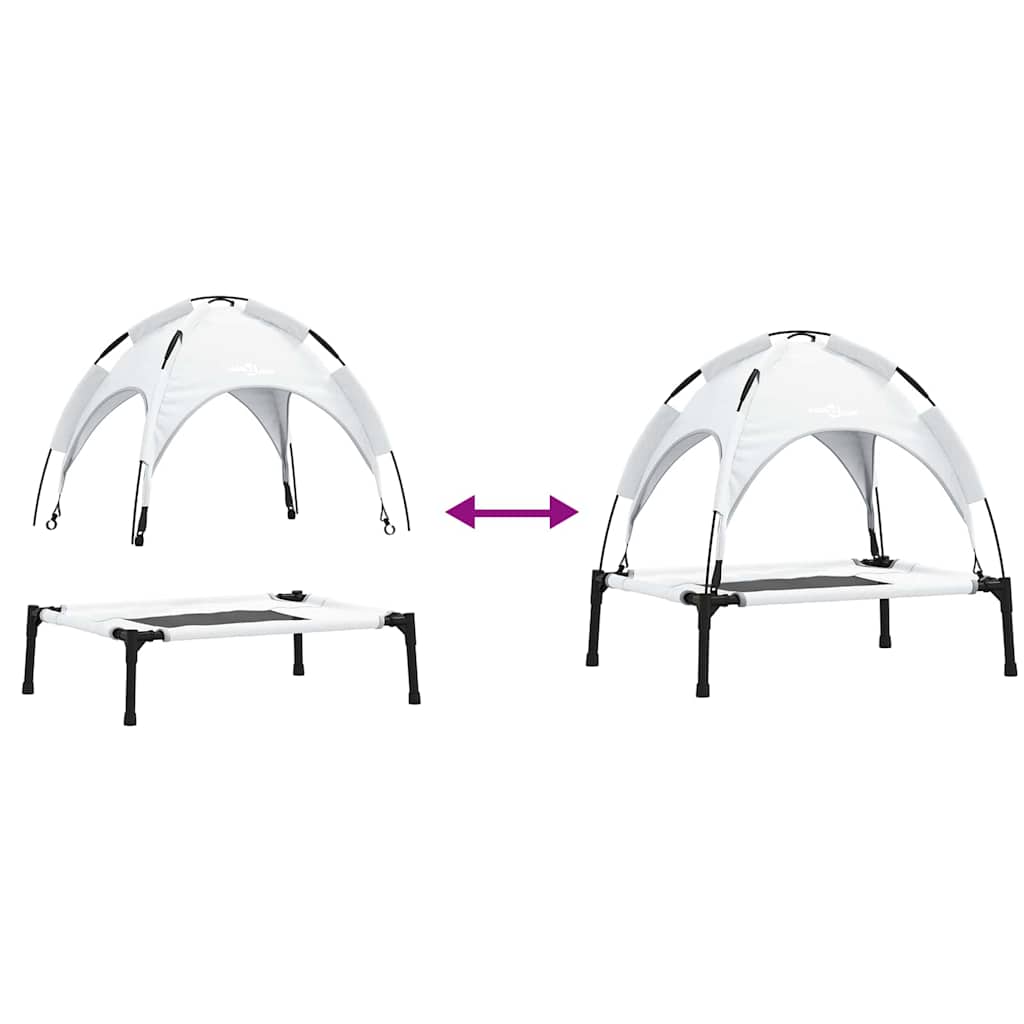 vidaXL Υπερυψωμένο Κρεβάτι Σκύλου με Αφαιρούμενη Στέγη Ασημί Γκρι Ατσάλι