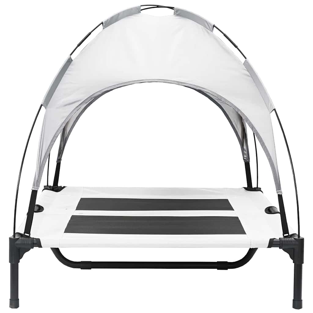 vidaXL Ανασηκωμένο Κρεβάτι Σκύλου με Αφαιρούμενη Στέγη Ασημί Γκρι L Χάλυβα