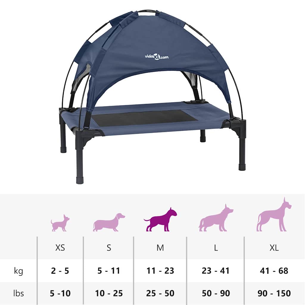 vidaXL Υπερυψωμένο Κρεβάτι Σκύλου Ναυτικό μπλε Ατσάλι, Ύφασμα