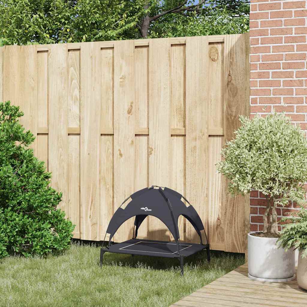 vidaXL Υπερυψωμένο Κρεβάτι Σκύλου με Αφαιρούμενη Οροφή Μαύρο Σίδερο