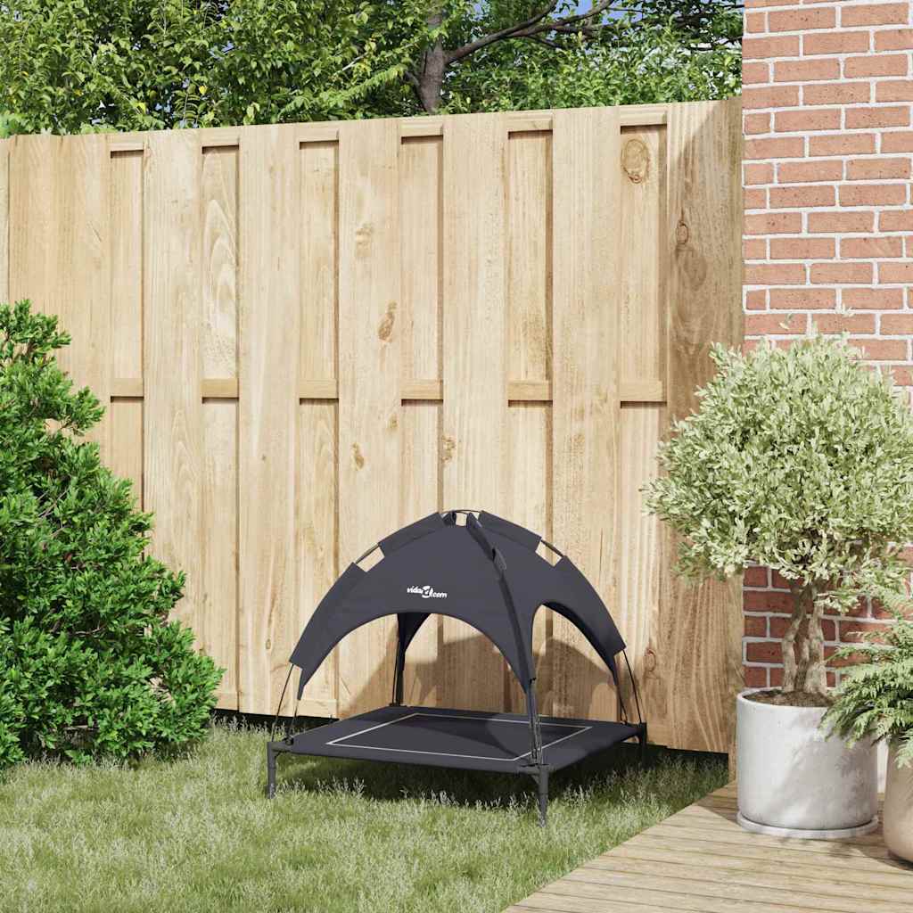 vidaXL Υπερυψωμένο Κρεβάτι Σκύλου με Αφαιρούμενη Στέγη Μαύρο Μ Steel