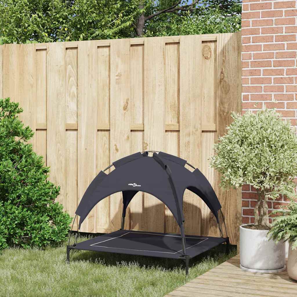 vidaXL Υπερυψωμένο Κρεβάτι Σκύλου με Αφαιρούμενη Οροφή Μαύρο Λευκό