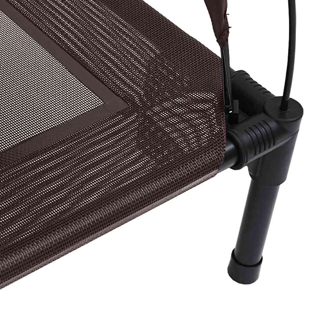 vidaXL Υπερυψωμένο Κρεβάτι Σκύλου Καφέ Πολυεστέρας, Μέταλλο Μεσαίο