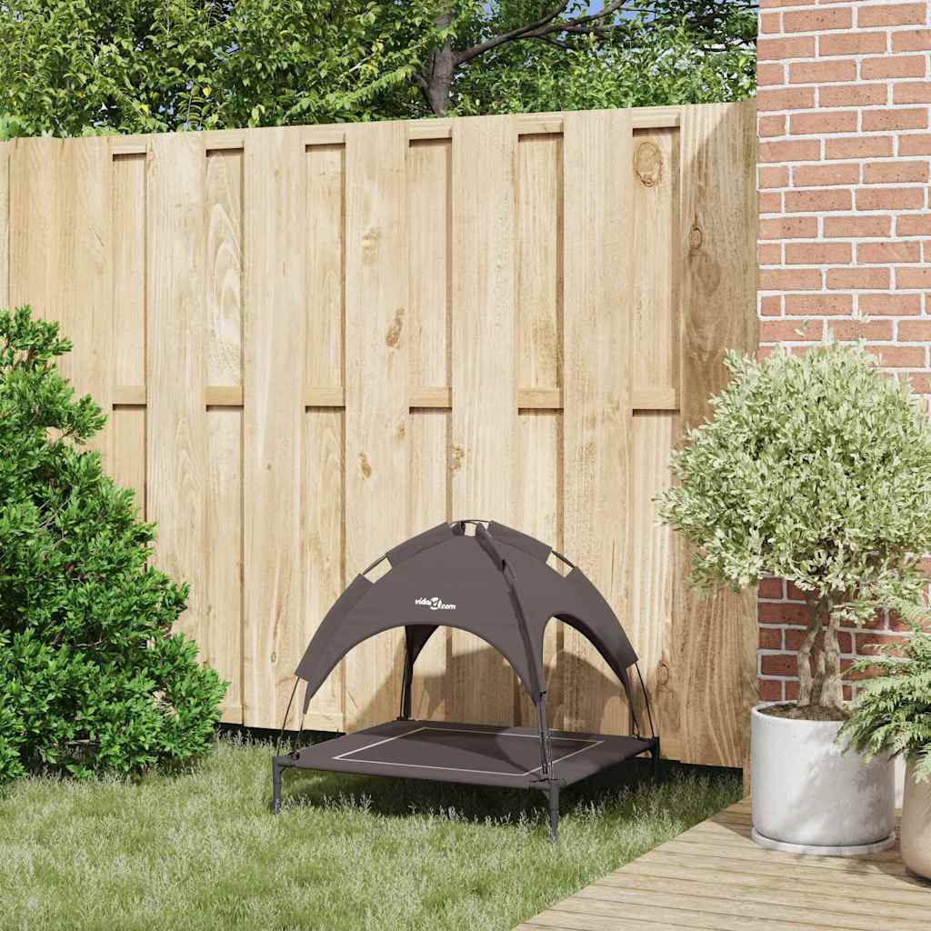 vidaXL Υπερυψωμένο Κρεβάτι Σκύλου Καφέ Πολυεστέρας, Μέταλλο Μεσαίο