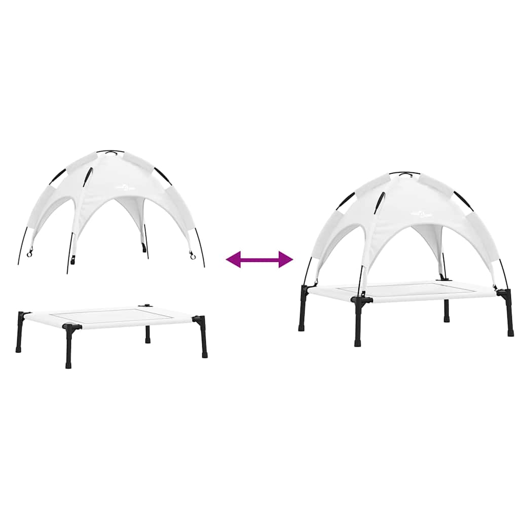vidaXL Αυξημένο Κρεβάτι Σκύλου με Αποσπώμενη Οροφή Ασημί Γκρι Μέταλλο