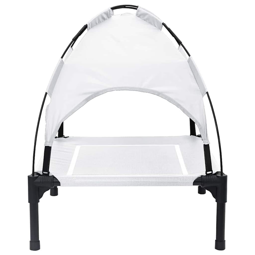 vidaXL Αυξημένο Κρεβάτι Σκύλου με Αποσπώμενη Οροφή Ασημί Γκρι Μέταλλο