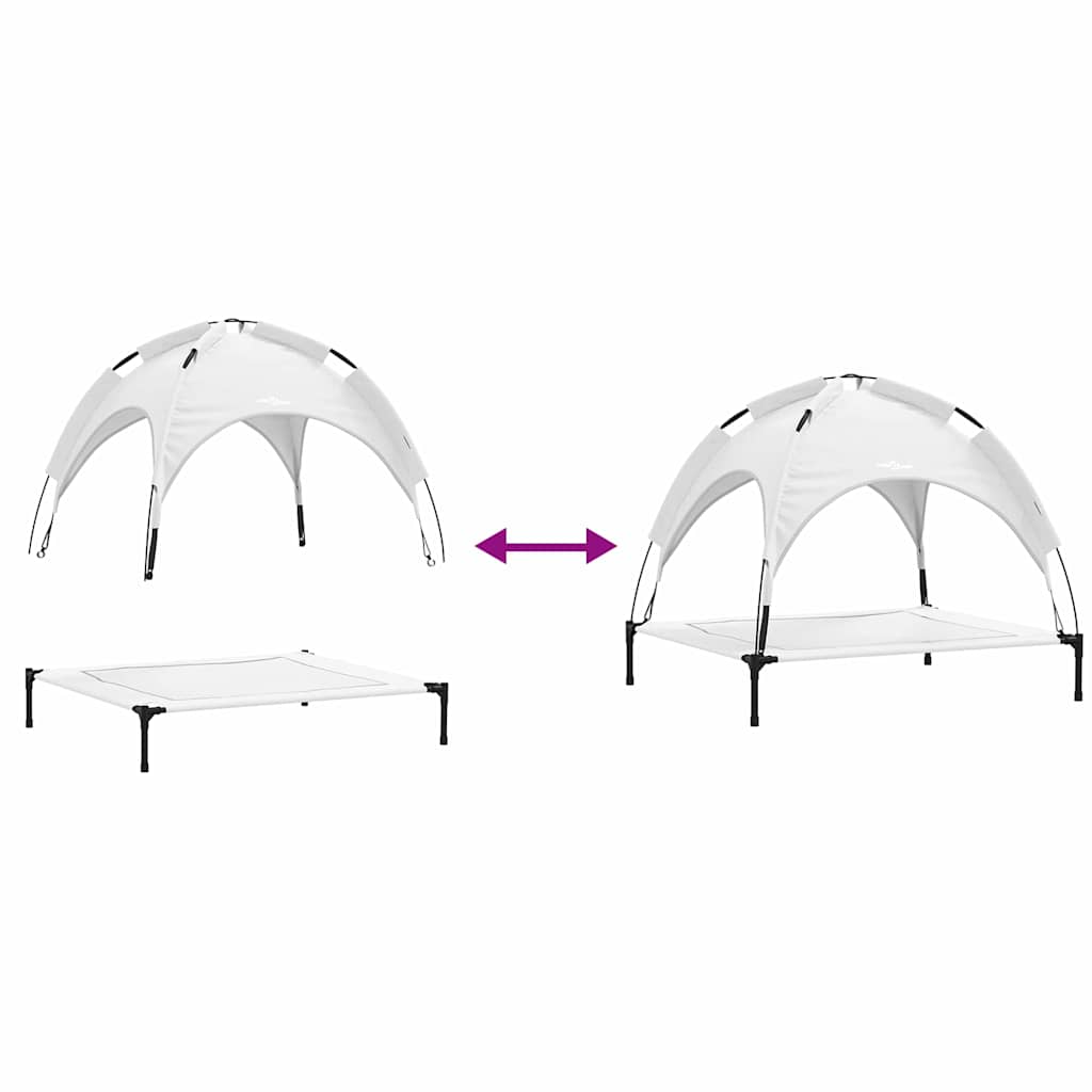 vidaXL Υπερυψωμένο Κρεβάτι Σκύλου με Αφαιρούμενη Οροφή Ασημί Γκρι L Χάλυβας