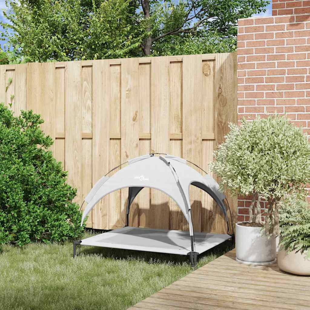 vidaXL Ανασηκωμένο Κρεβάτι Σκύλου με Αφαιρούμενη Σκεπή Ασημί Γκρι XL Χάλυβας