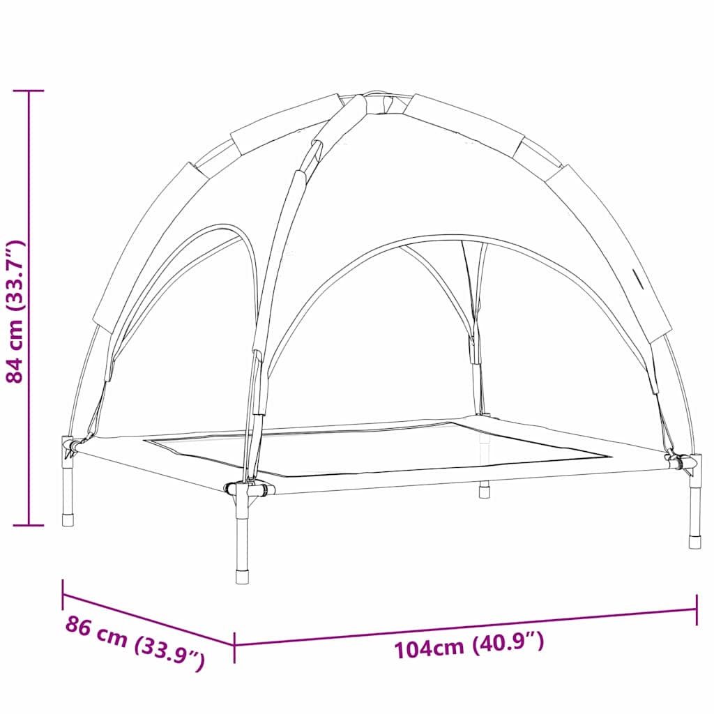 vidaXL Ανασηκωμένο Κρεβάτι Σκύλου με Αφαιρούμενη Σκεπή Ασημί Γκρι XL Χάλυβας