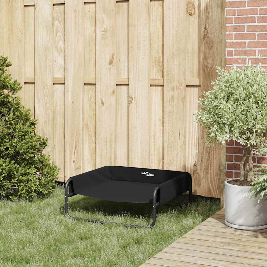 vidaXL Υπερυψωμένο Κρεβάτι Σκύλου Μαύρο ML Ύφασμα και Σίδερο