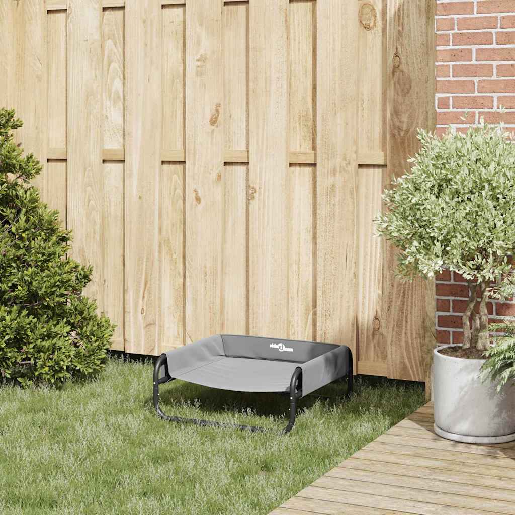 vidaXL Ανασηκωμένο Κρεβάτι Σκύλου Ανοιχτό Γκρι S Υφάσματος Oxford και Ατσάλι