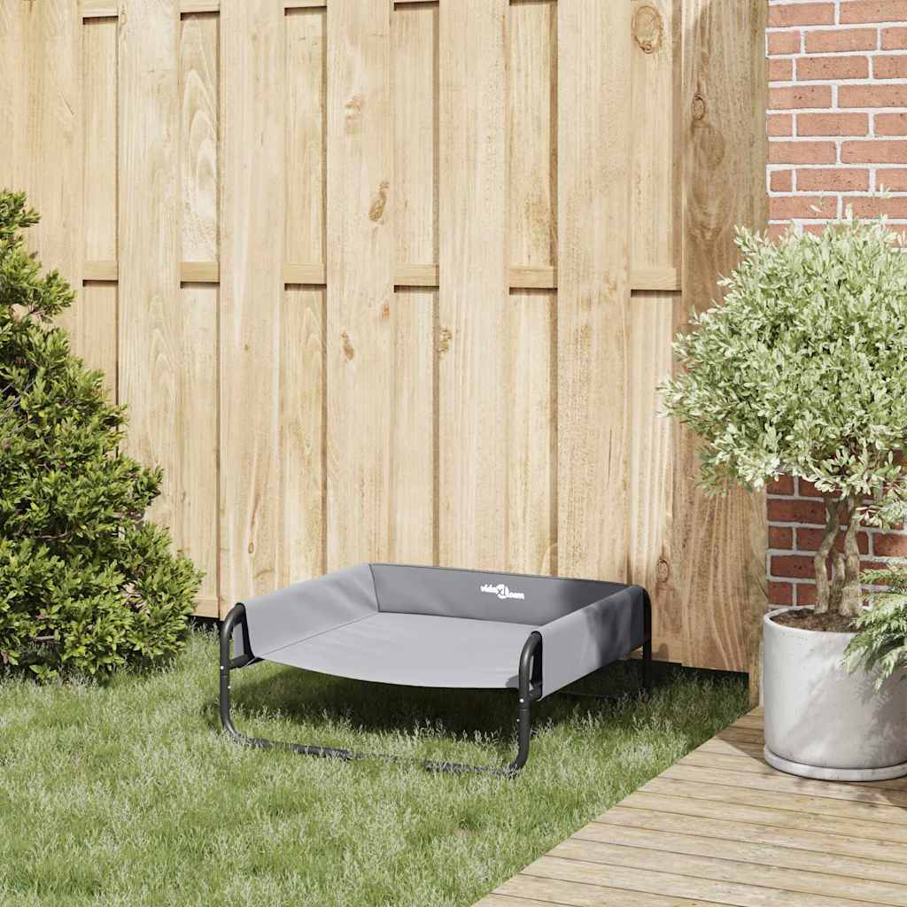 vidaXL Αυξημένο Κρεβάτι Σκύλου Ανοιχτό Γκρι ML Υφάσματος Oxford και Χάλυβα