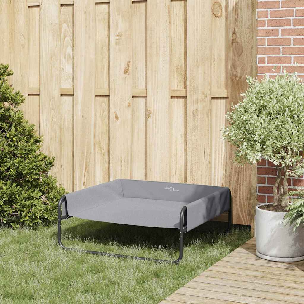 vidaXL Υπερυψωμένο Κρεβάτι Σκύλου Ανοιχτό Γκρι Λ Υφασμάτινο και Ατσάλι