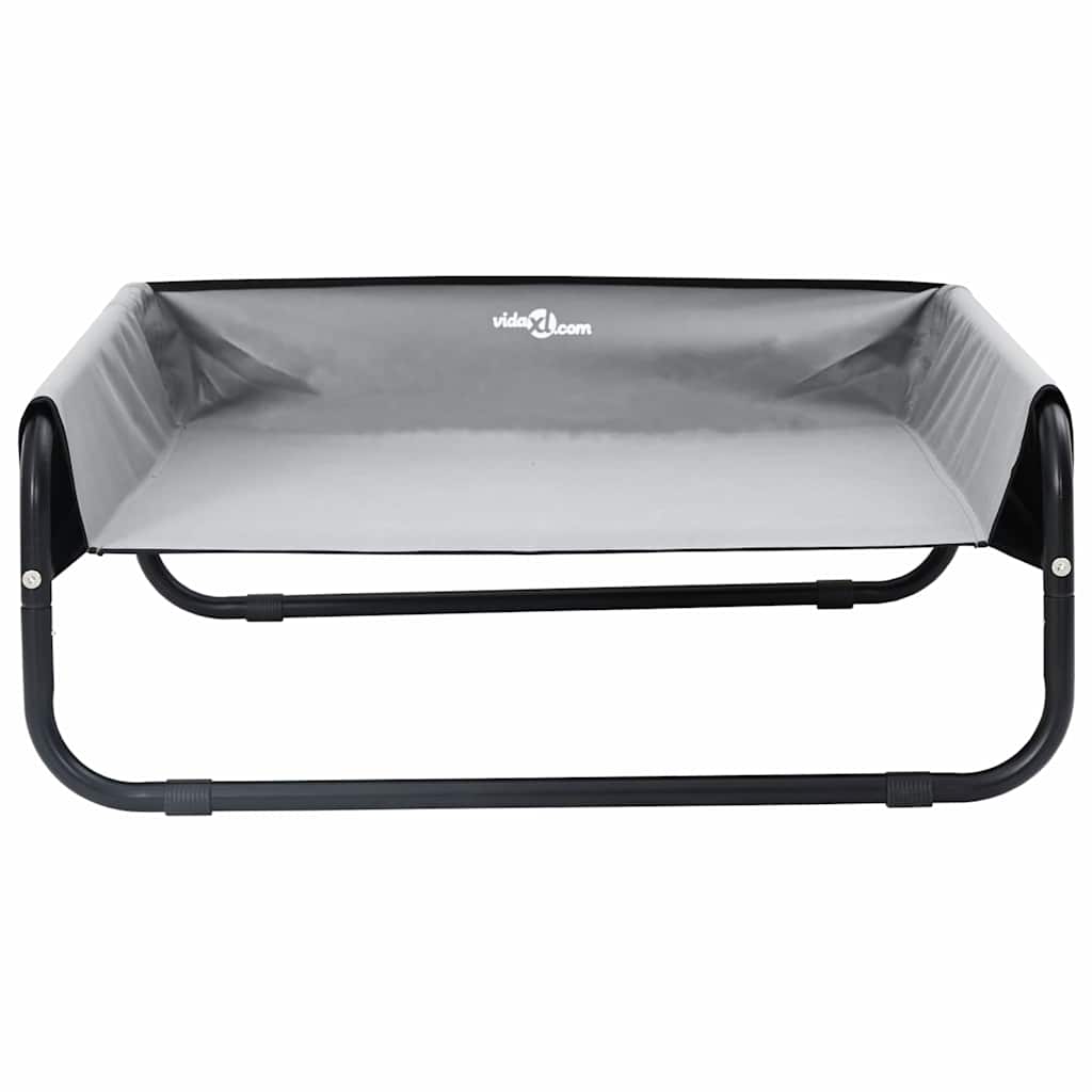 vidaXL Υπερυψωμένο Κρεβάτι Σκύλου Ανοιχτό Γκρι Λ Υφασμάτινο και Ατσάλι