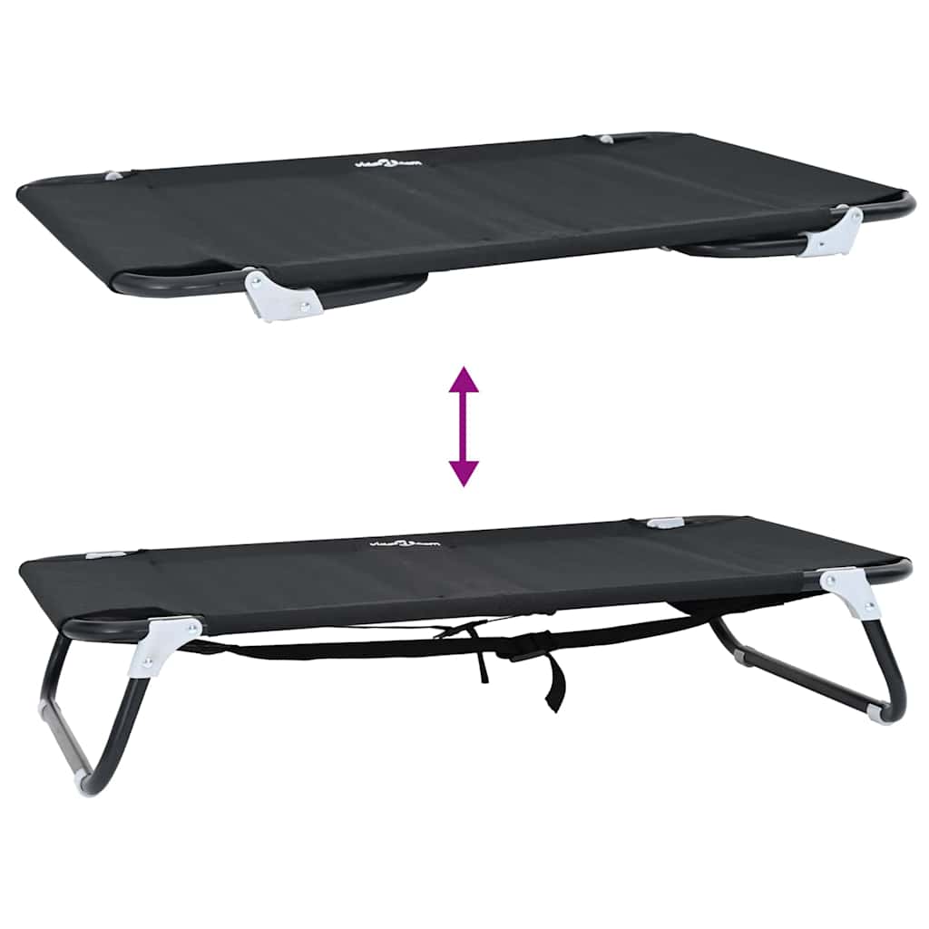 vidaXL Συμπτύξιμο Κρεβάτι Σκύλου Μαύρο ML Υφασμάτινη και Μεταλλική