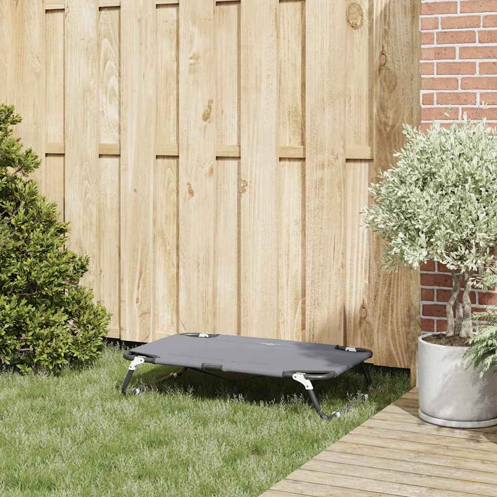 vidaXL Αναδιπλούμενο Ανοιχτό Γκρι Κρεβάτι Σκύλου M από Ύφασμα Oxford και Ατσάλι