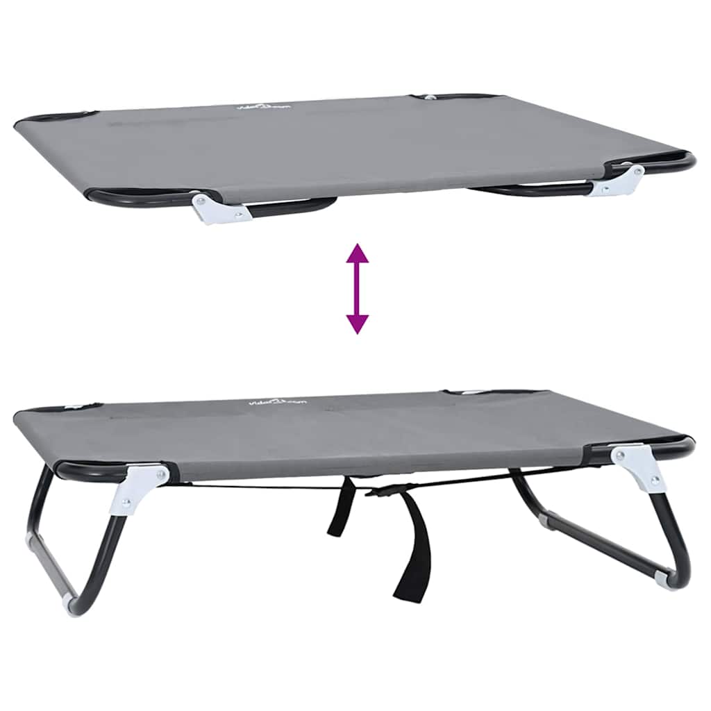 vidaXL Αναδιπλούμενο Ανοιχτό Γκρι Κρεβάτι Σκύλου M από Ύφασμα Oxford και Ατσάλι