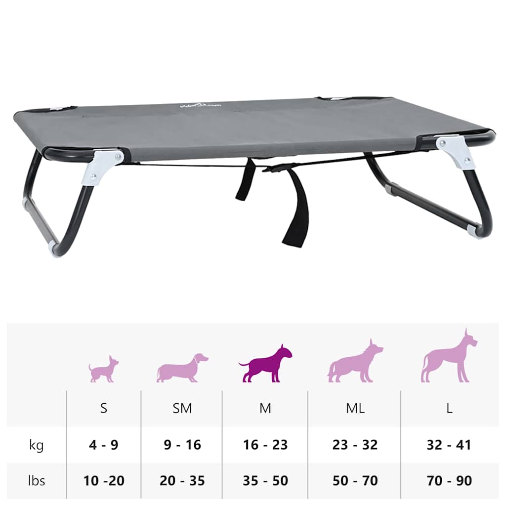 vidaXL Αναδιπλούμενο Ανοιχτό Γκρι Κρεβάτι Σκύλου M από Ύφασμα Oxford και Ατσάλι