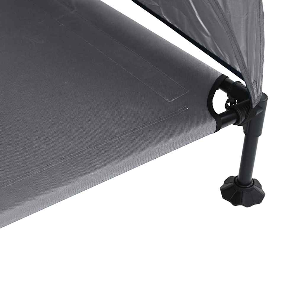 vidaXL Υπερυψωμένο Κρεβάτι Σκύλου με Αφαιρούμενη Στέγη Ανοιχτό Γκρι XL Ατσάλι