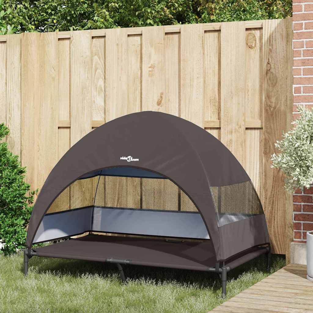 vidaXL Ανασηκωμένο Κρεβάτι Σκύλου με Αφαιρούμενη Οροφή Καφέ XL Σίδερο