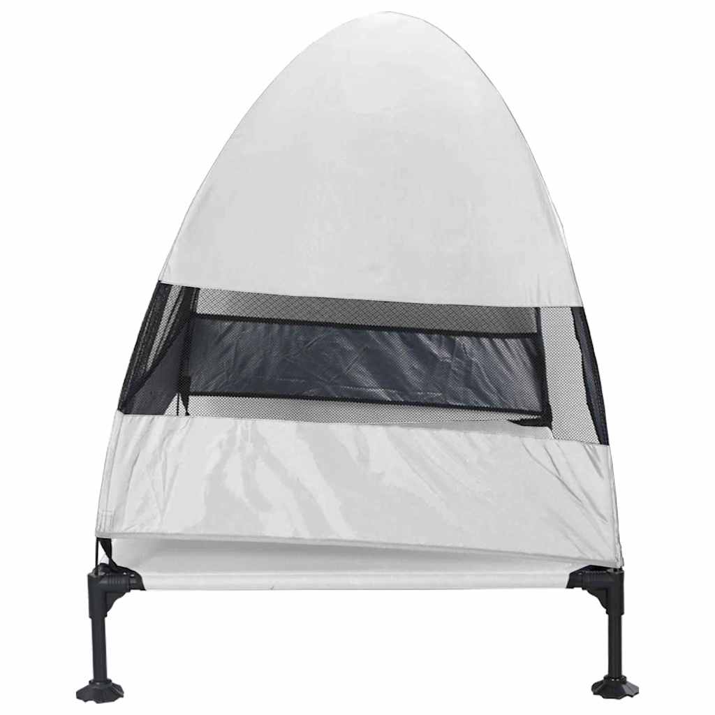 vidaXL Υπερυψωμένο Κρεβάτι Σκύλου με Αφαιρούμενη Οροφή Ασημί Γκρι XL Ατσάλι