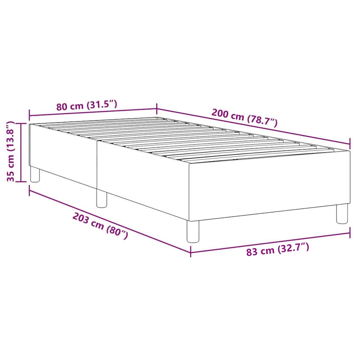 vidaXL Κρεβάτι πλατφόρμα Γκρι Πράσινο 80 x 200 cm Υφασμάτινο Κορντουρά