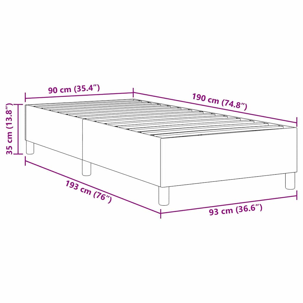 vidaXL Κρεβάτι πλατφόρμα Μπλε 90 x 190 cm Υφασμάτινο Κορντουρά