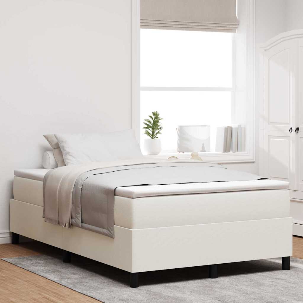 vidaXL Κρεβάτι πλατφόρμα Κρεμ 120 x 190 cm Υφασμάτινο Κορντουρά