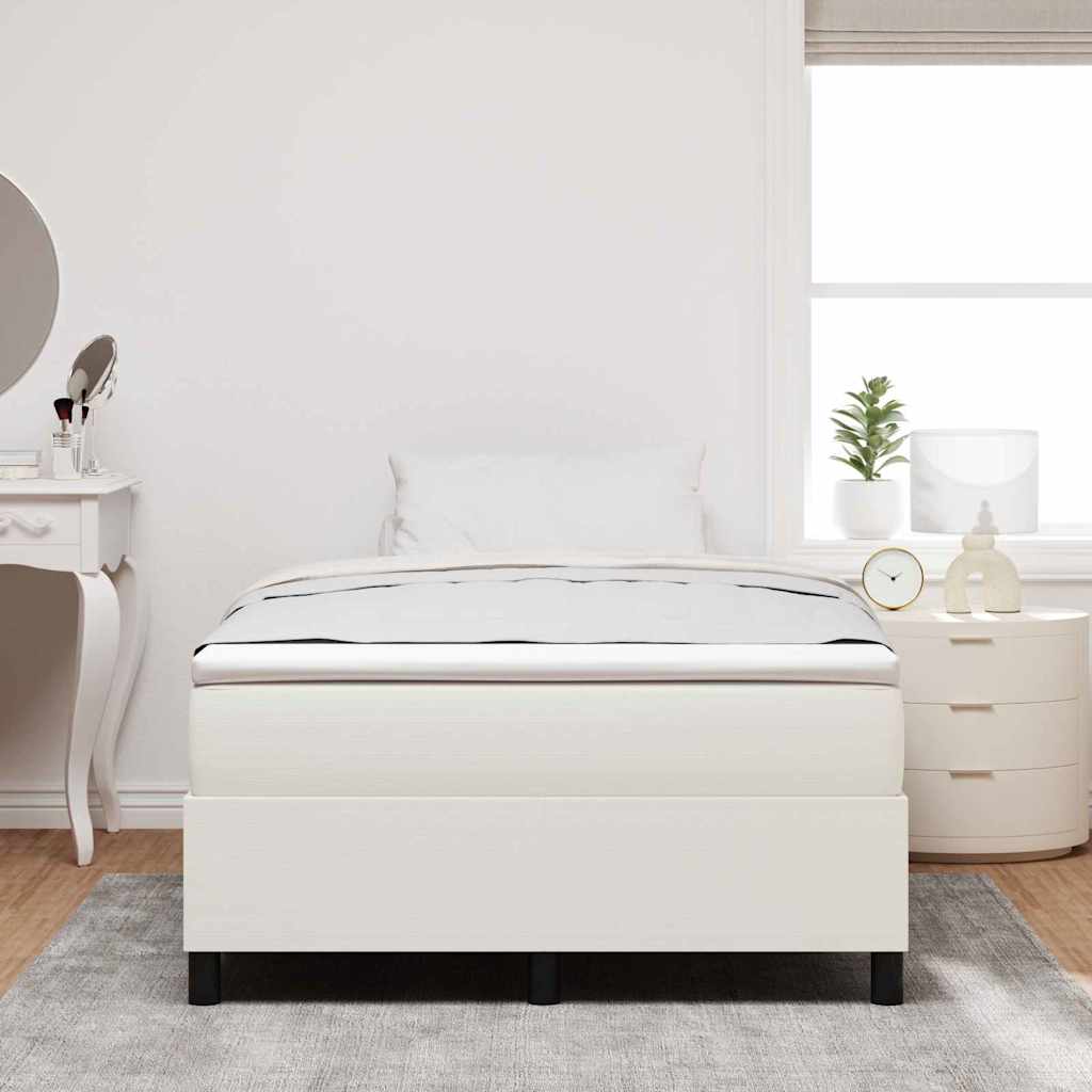 vidaXL Κρεβάτι πλατφόρμα Κρεμ 120 x 190 cm Υφασμάτινο Κορντουρά