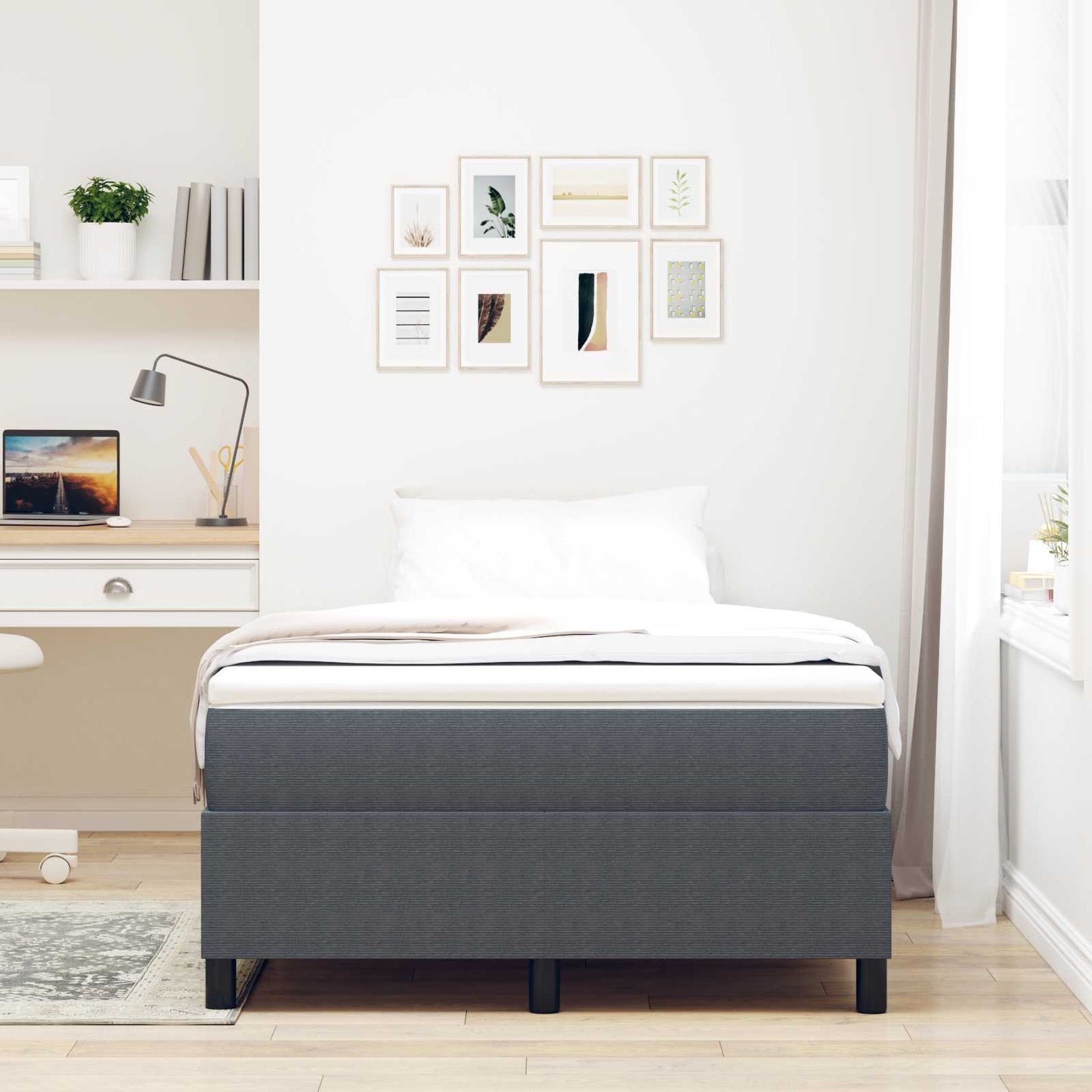 vidaXL Κρεβάτι πλατφόρμα Σκούρο Γκρι 120 x 200 cm Υφασμάτινο Κορντουρά