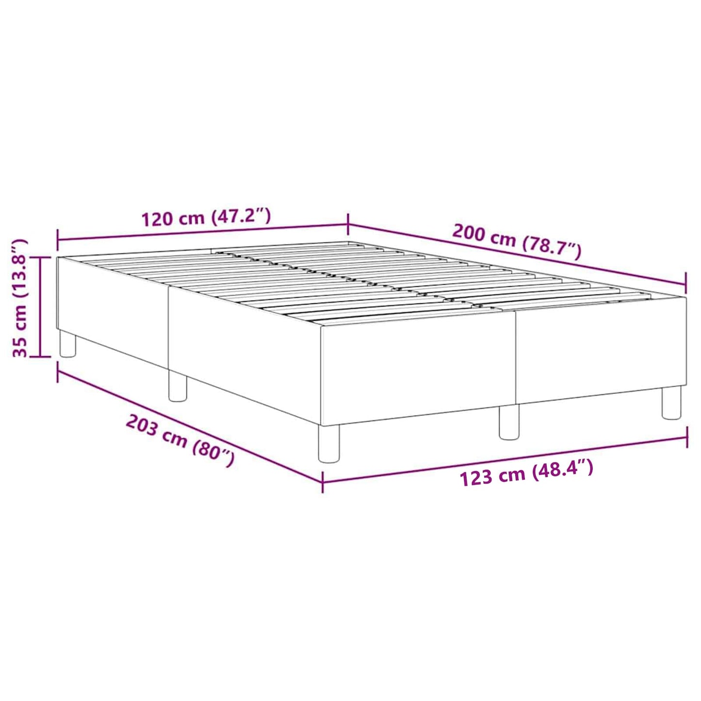vidaXL Κρεβάτι πλατφόρμα Σκούρο Γκρι 120 x 200 cm Υφασμάτινο Κορντουρά