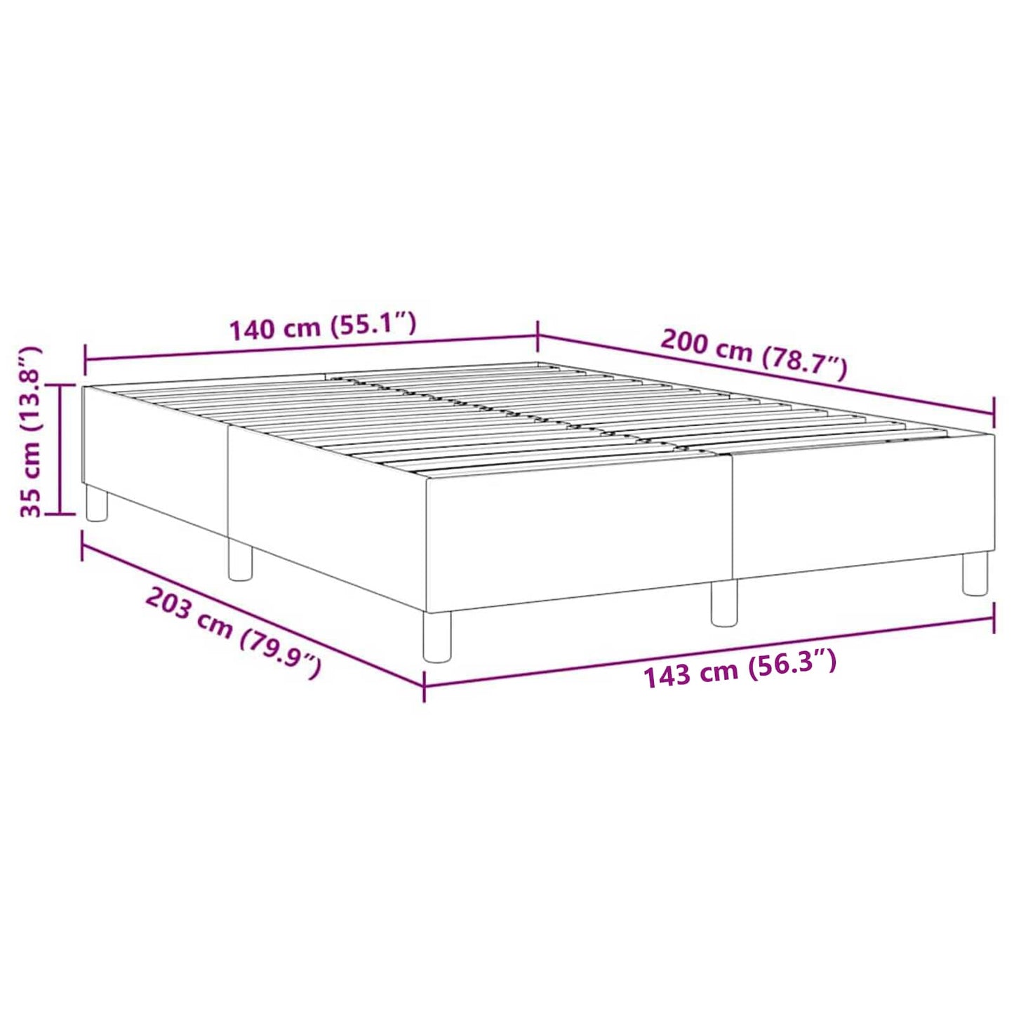 vidaXL Κρεβάτι πλατφόρμα Κρεμ 140 x 200 cm Υφασμάτινο Κορντουρά