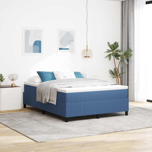 vidaXL Κρεβάτι πλατφόρμα Μπλε 140 x 200 cm Υφασμάτινο Κορντουρά