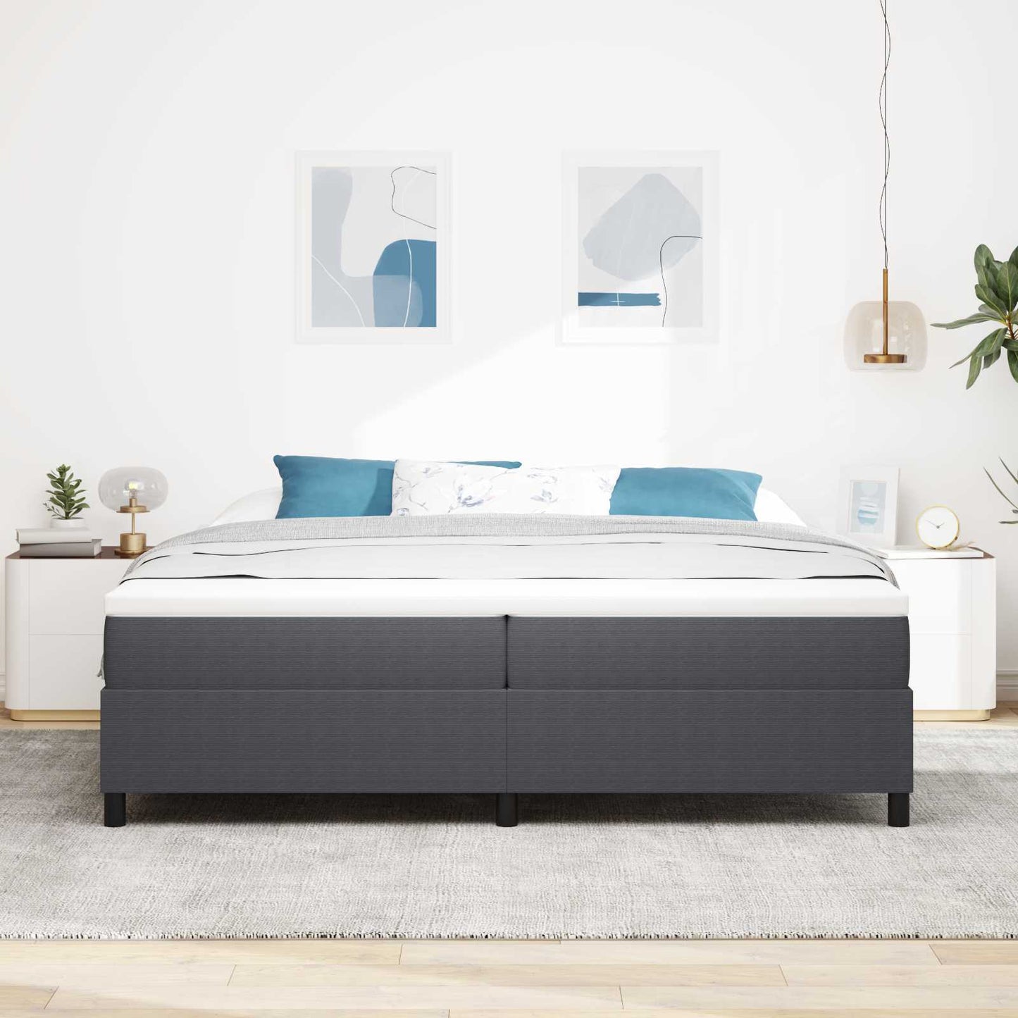 vidaXL Κρεβάτι πλατφόρμα Σκούρο Γκρι 200 x 200 cm Υφασμάτινο Κορντουρά