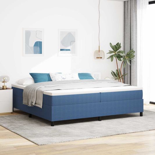 vidaXL Κρεβάτι πλατφόρμα Μπλε 200 x 200 cm Υφασμάτινο Κορντουρά