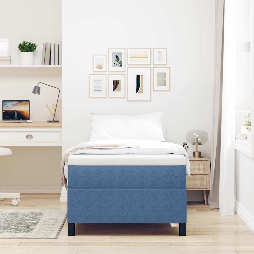 vidaXL Κρεβάτι με ελατήρια Μπλε και άσπρο 90 x 200 cm