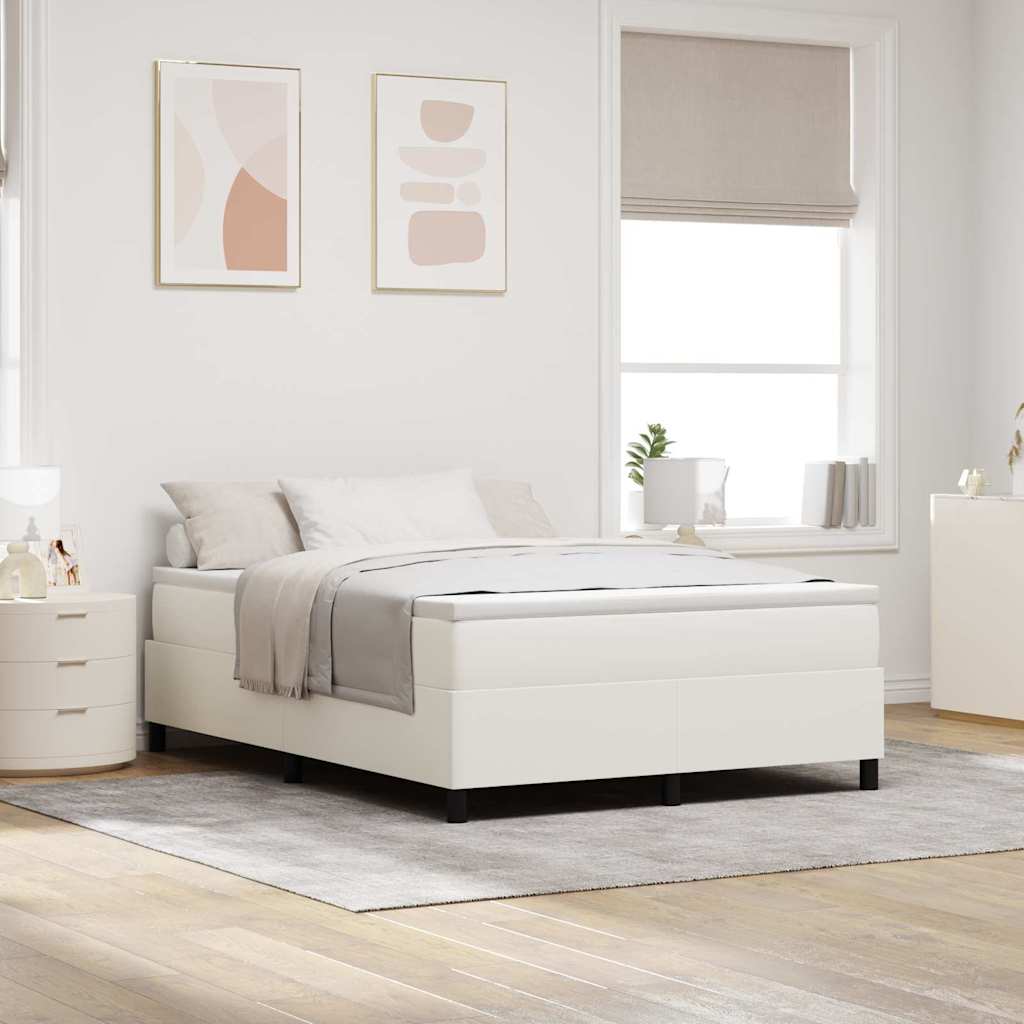 vidaXL Κρεβάτι με ελατήρια Κρέμα και Λευκό 140 x 200 cm