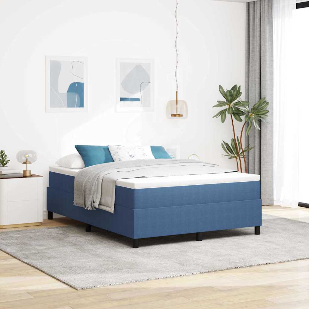 vidaXL Κρεβάτι με ελατήρια Μπλε και άσπρο 140 x 200 cm