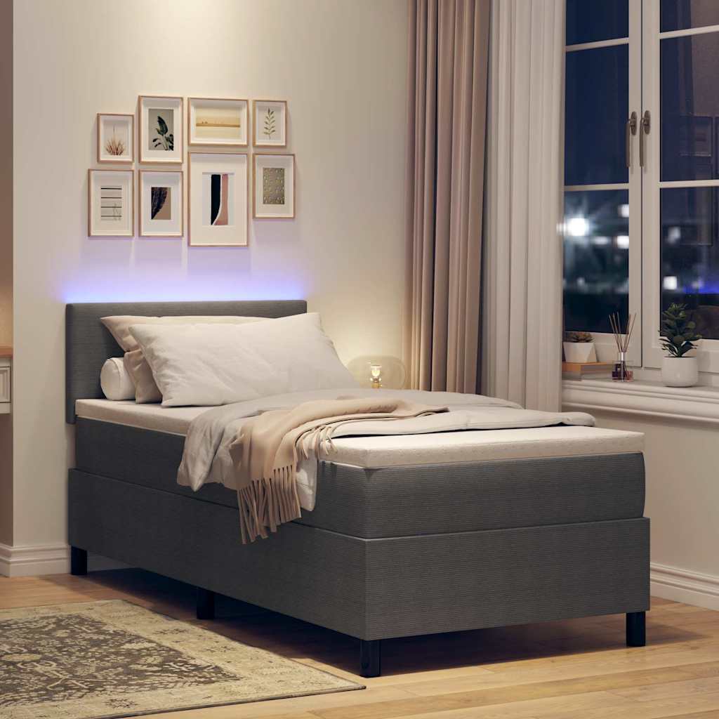 vidaXL LED Κρεβάτι με βάθρο Ανοιχτό Γκρι και Λευκό 80 x 200 cm