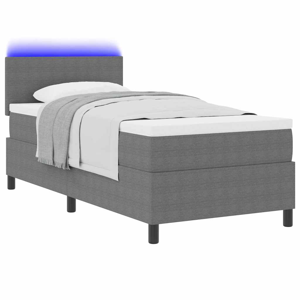 vidaXL LED Κρεβάτι με βάθρο Ανοιχτό Γκρι και Λευκό 80 x 200 cm