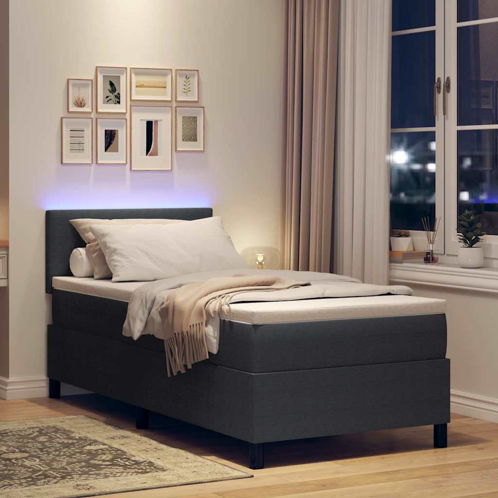 vidaXL LED Κρεβάτι με βάθρο Σκούρο Γκρι και Λευκό 100 x 200 cm