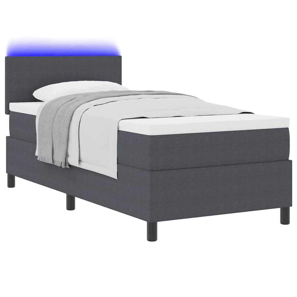 vidaXL LED Κρεβάτι με βάθρο Σκούρο Γκρι και Λευκό 100 x 200 cm