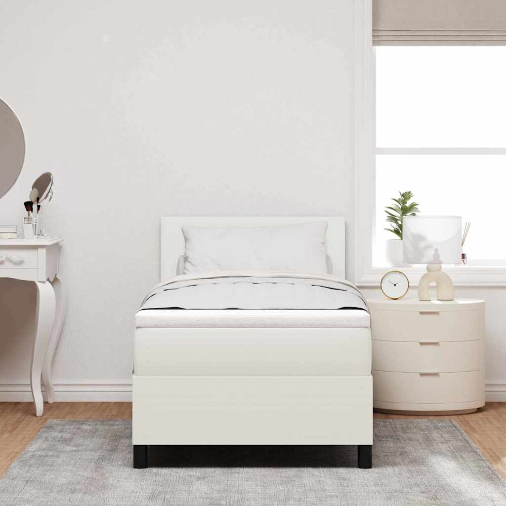 vidaXL LED Κρεβάτι με βάθρο με κεφαλάρι Κρέμα και Λευκό 100 x 200 cm