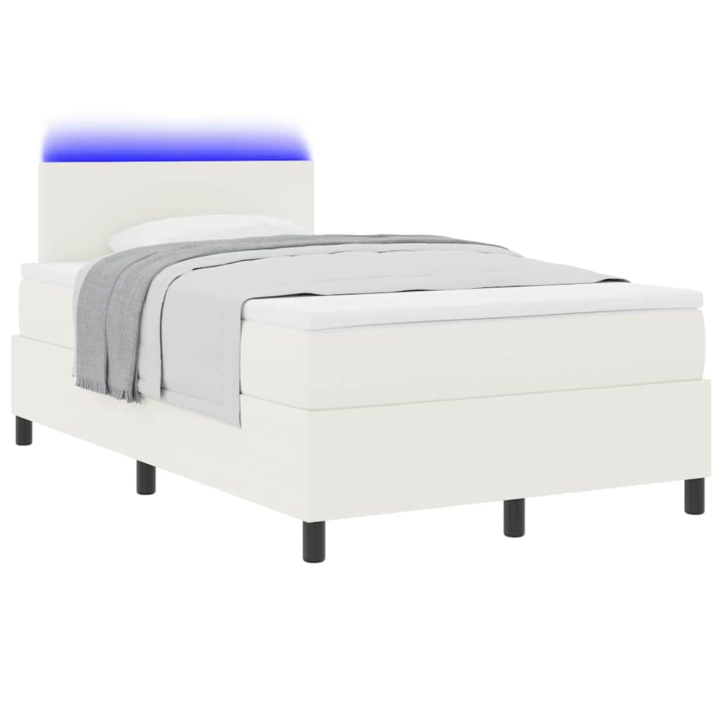 vidaXL LED Κρεβάτι με βάθρο με κεφαλάρι Κρέμα και Λευκό 120 x 190 cm