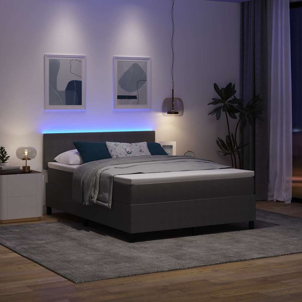 vidaXL LED Κρεβάτι με βάθρο Ανοιχτό Γκρι και Λευκό 140 x 200 cm