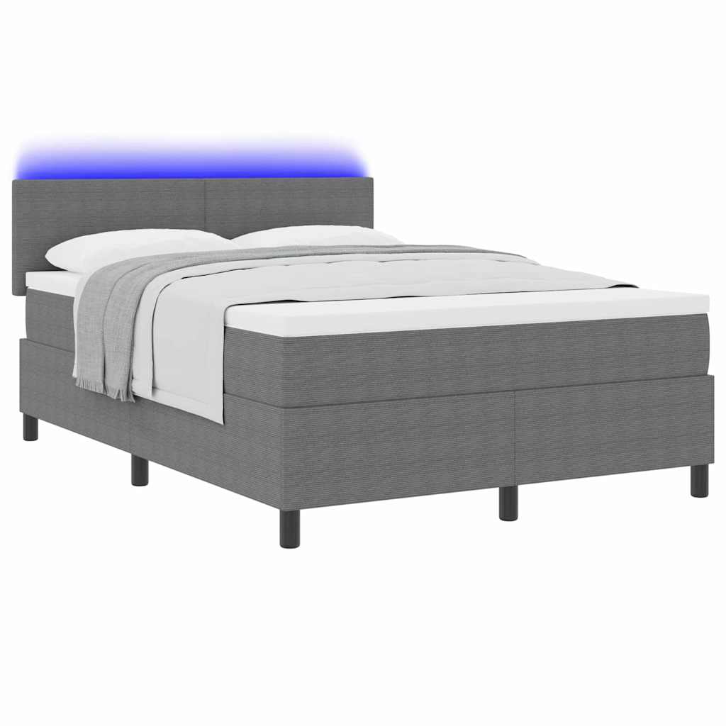 vidaXL LED Κρεβάτι με βάθρο Ανοιχτό Γκρι και Λευκό 140 x 200 cm