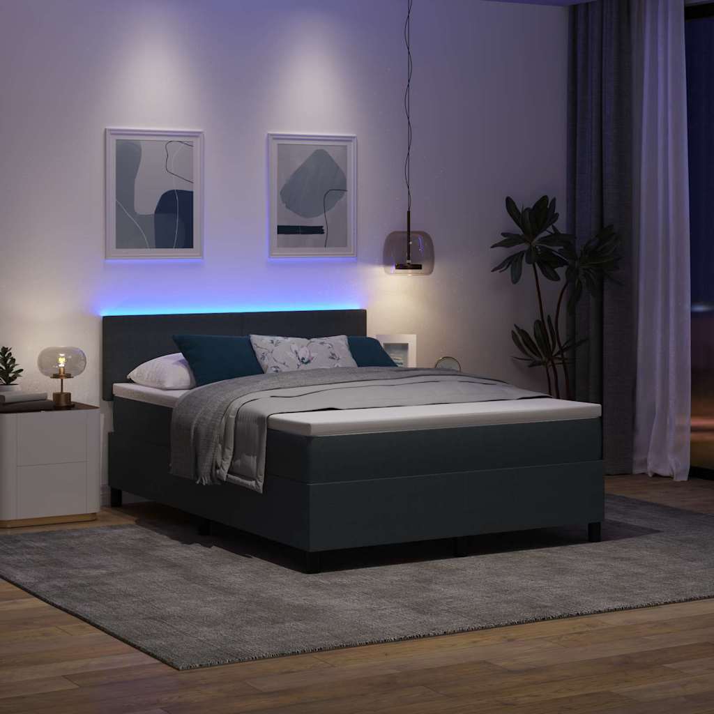 vidaXL LED Κρεβάτι με βάθρο Σκούρο Γκρι και Λευκό 160 x 200 cm