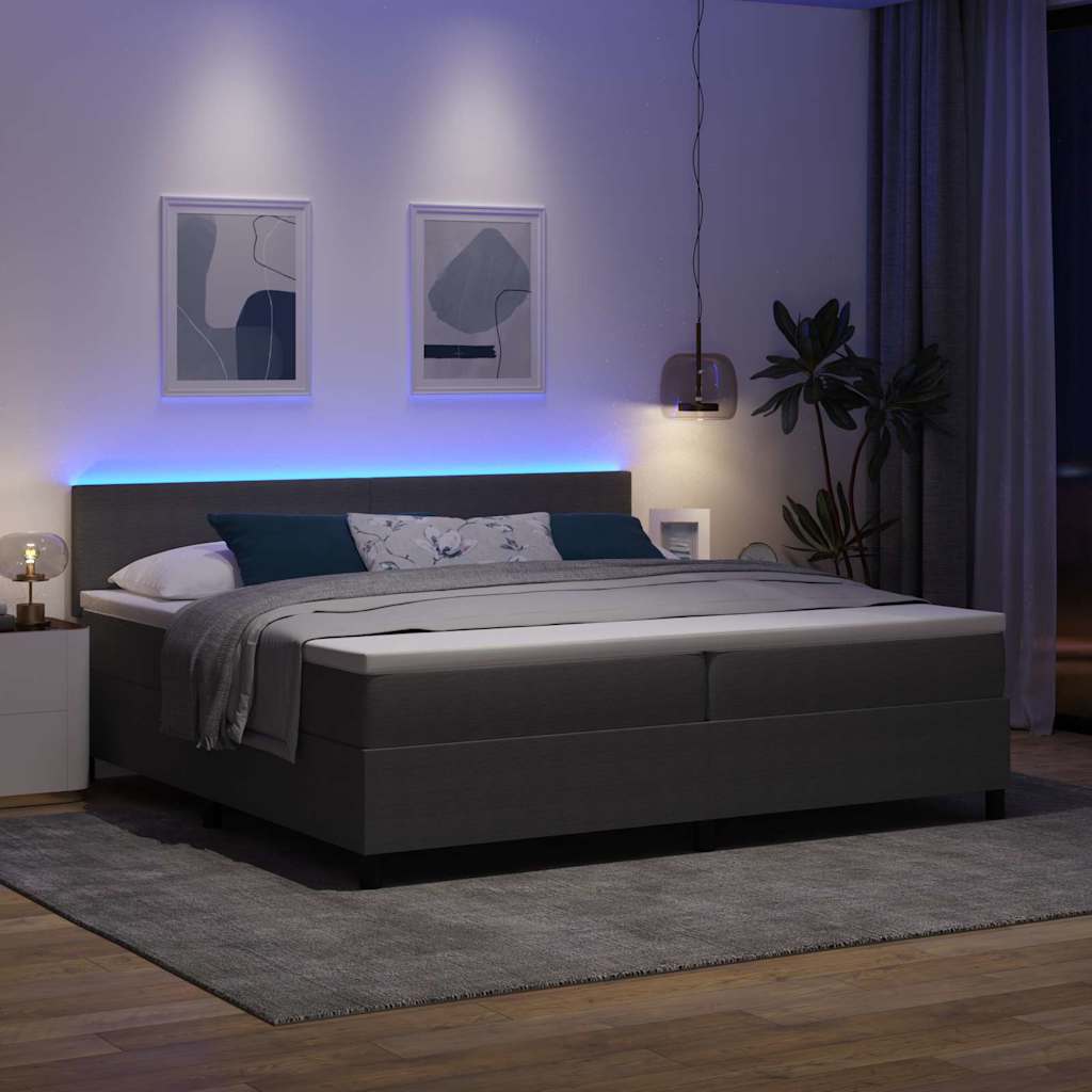 vidaXL LED Κρεβάτι με βάθρο Ανοιχτό Γκρι και Λευκό 200 x 200 cm