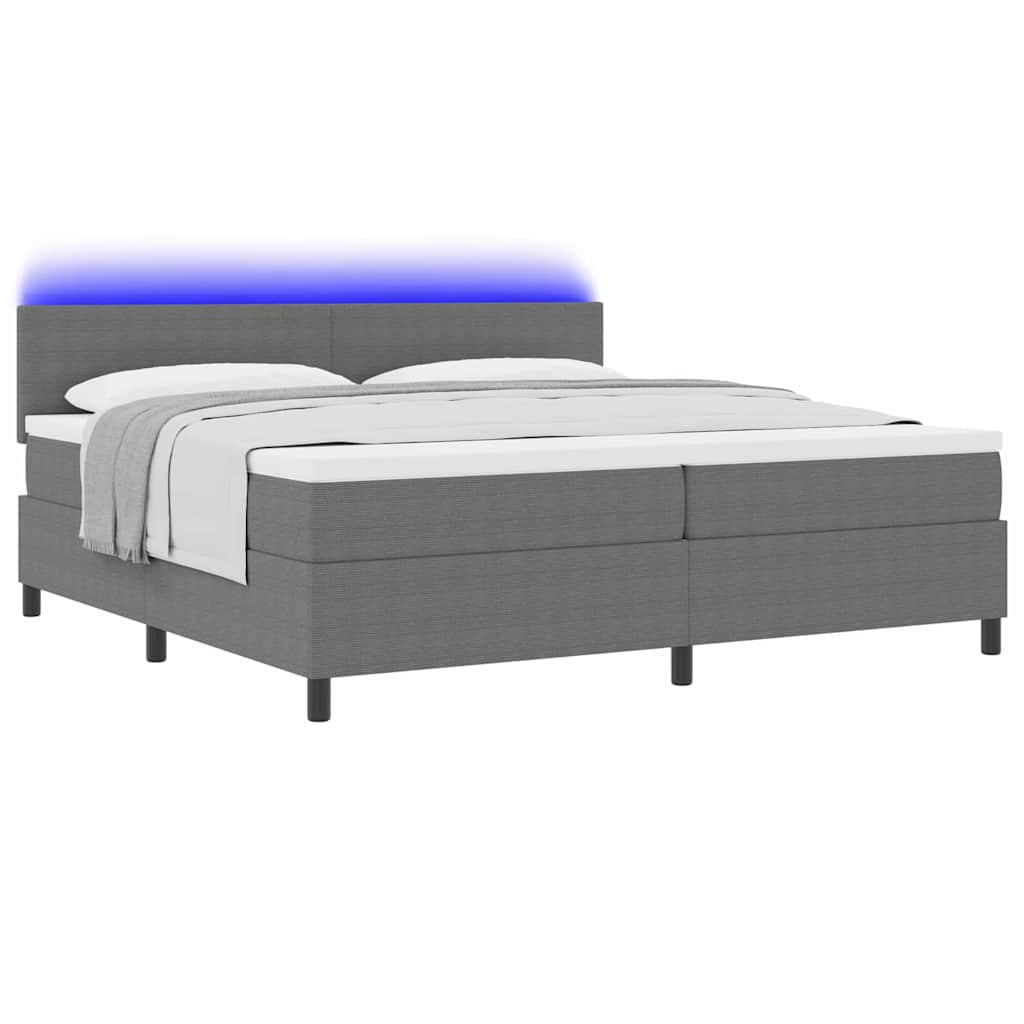 vidaXL LED Κρεβάτι με βάθρο Ανοιχτό Γκρι και Λευκό 200 x 200 cm